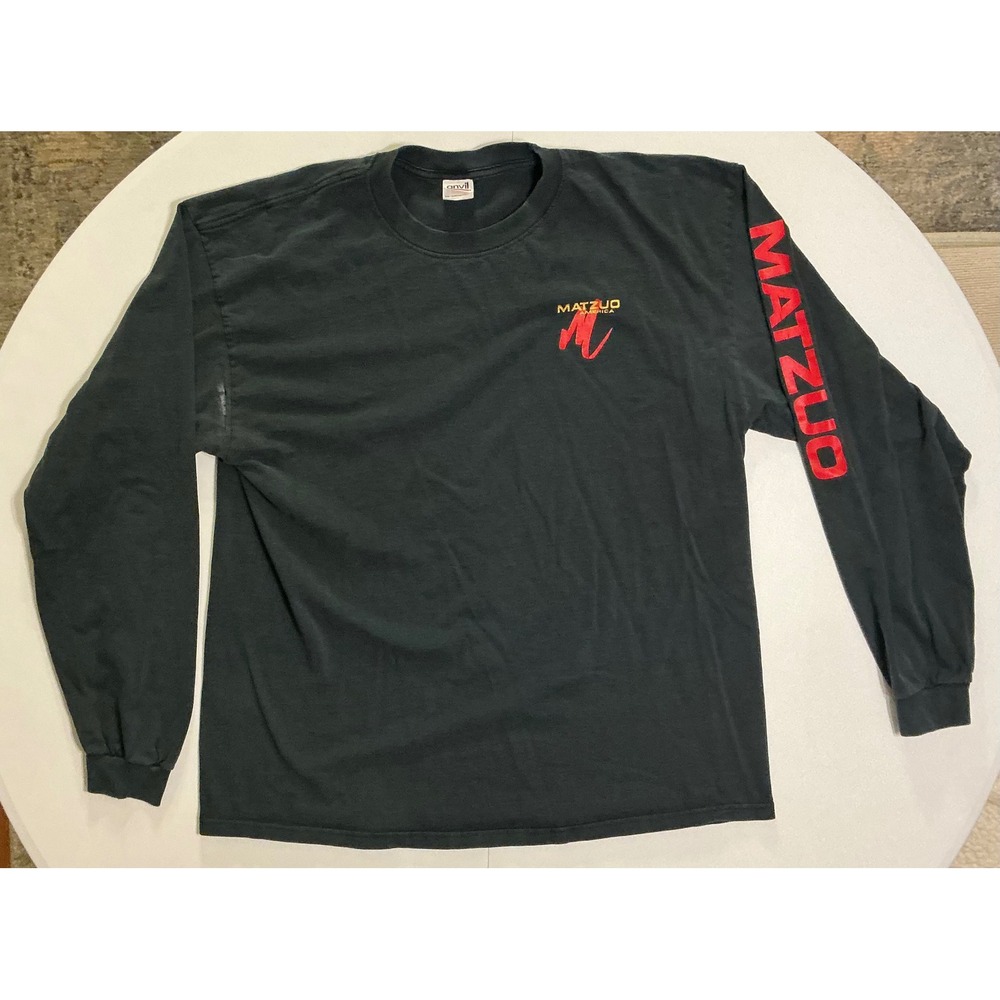 VTG Y2K‎ Matzuo America Fishing Long Sleeve T-Shirt Grunge Mens 2XL Black